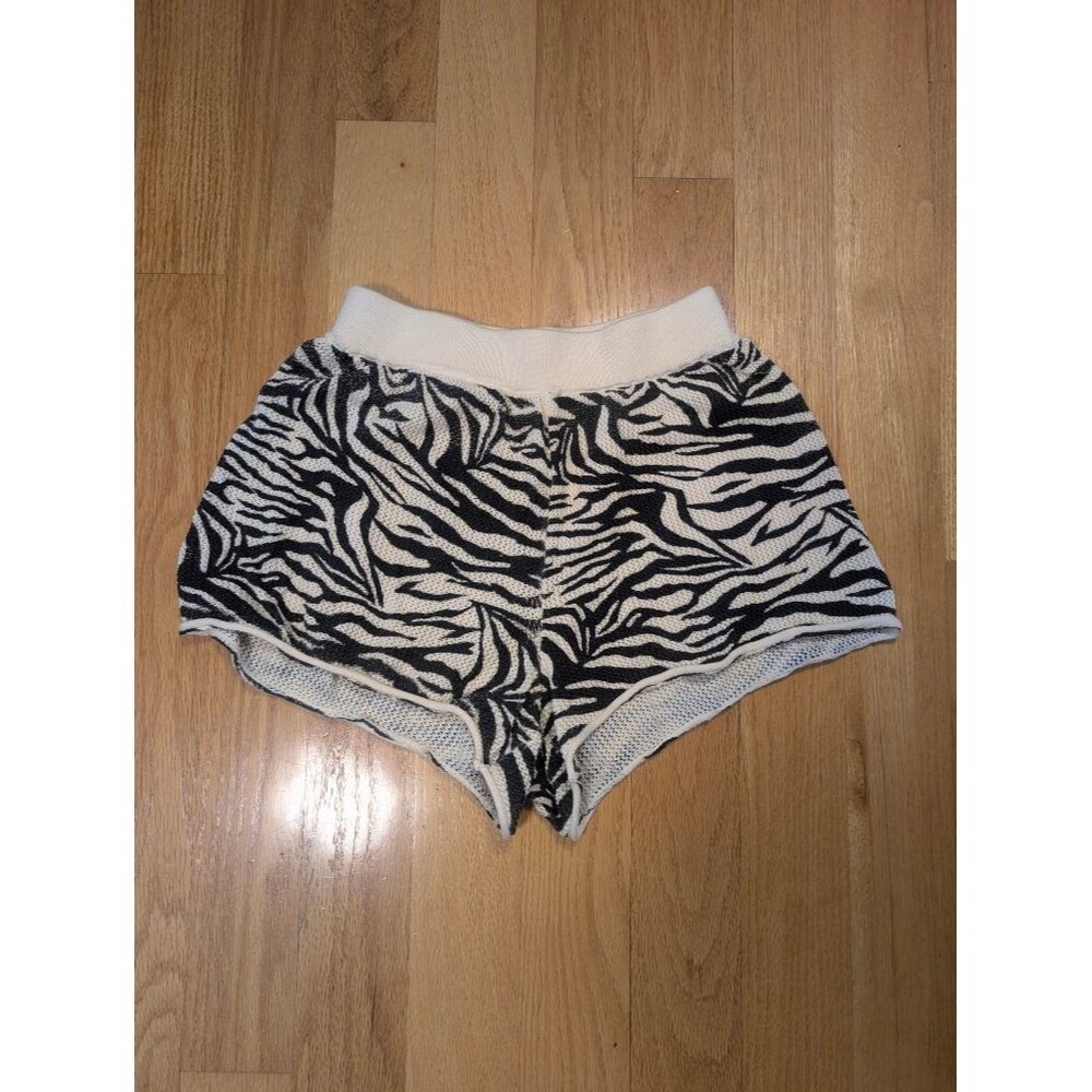 SUBOO Zebra Print Knit Shorts Womens Small Black White Pull-On Cotton Boho